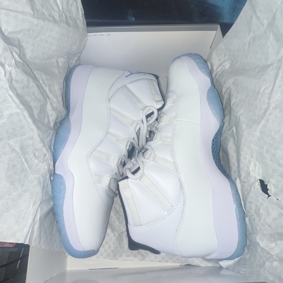 Jordan White and Blue High-Top Sneakers